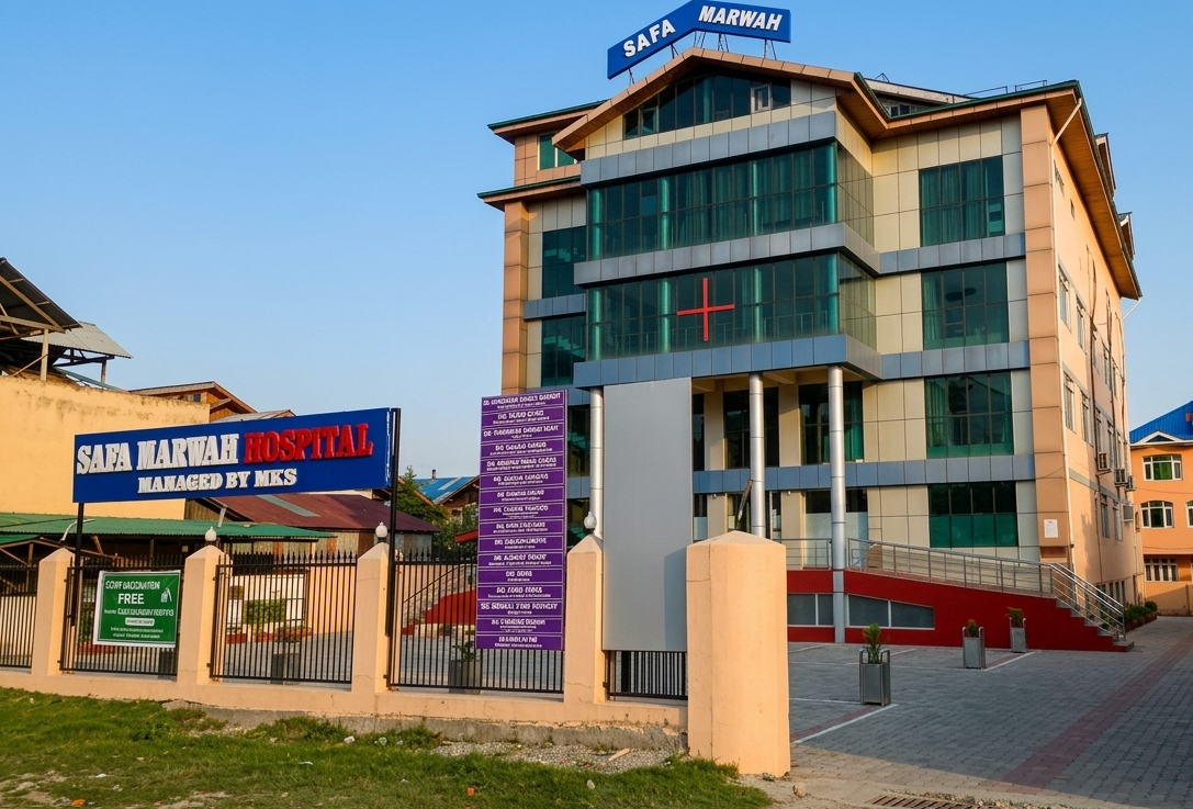 Safa Marwah Medical Center building, 90 Feet Road, Upper Soura, Srinagar
